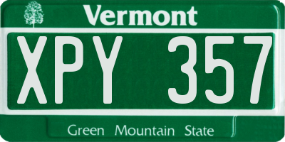VT license plate XPY357
