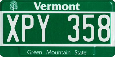 VT license plate XPY358