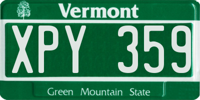 VT license plate XPY359