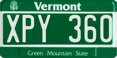 VT license plate XPY360