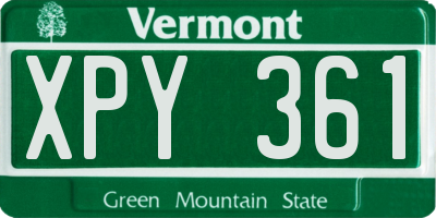 VT license plate XPY361