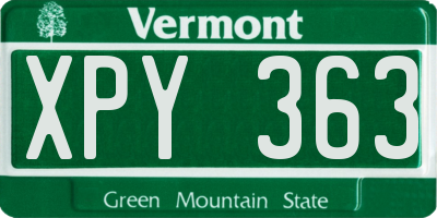 VT license plate XPY363