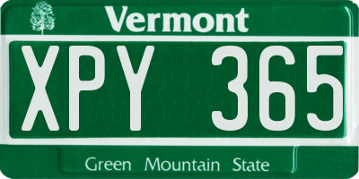 VT license plate XPY365