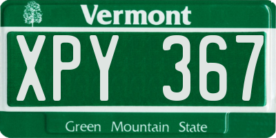 VT license plate XPY367