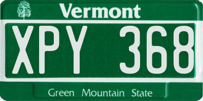 VT license plate XPY368