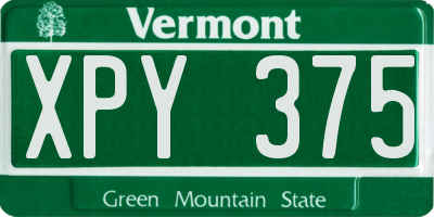 VT license plate XPY375