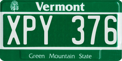 VT license plate XPY376