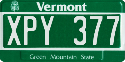 VT license plate XPY377