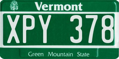 VT license plate XPY378