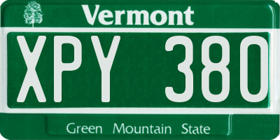 VT license plate XPY380