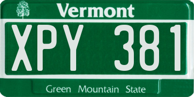 VT license plate XPY381