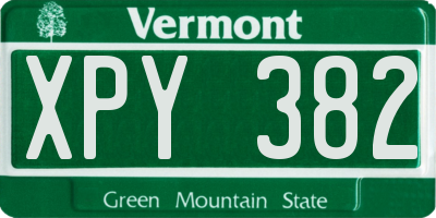 VT license plate XPY382