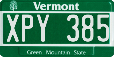 VT license plate XPY385