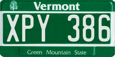 VT license plate XPY386