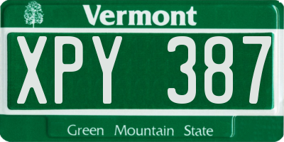 VT license plate XPY387