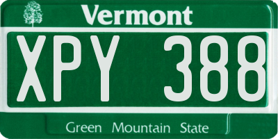 VT license plate XPY388