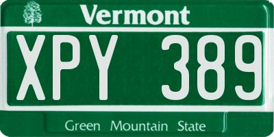 VT license plate XPY389