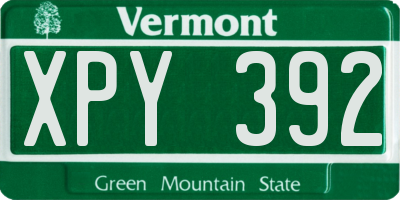 VT license plate XPY392