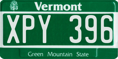 VT license plate XPY396