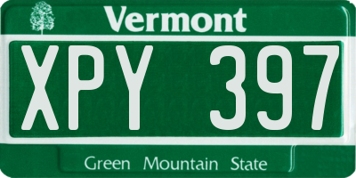 VT license plate XPY397