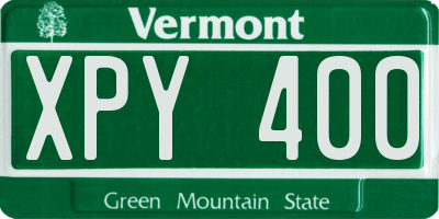 VT license plate XPY400