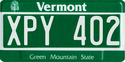 VT license plate XPY402