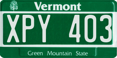 VT license plate XPY403