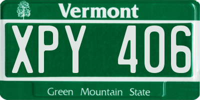 VT license plate XPY406