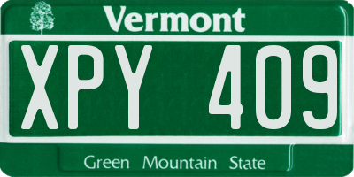 VT license plate XPY409
