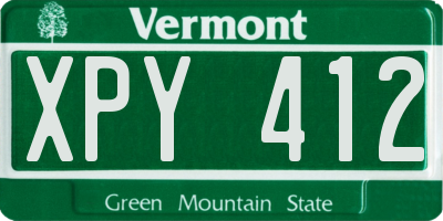 VT license plate XPY412