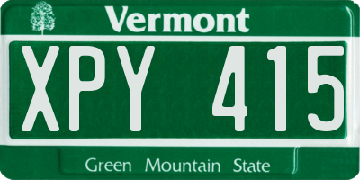 VT license plate XPY415