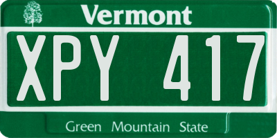 VT license plate XPY417