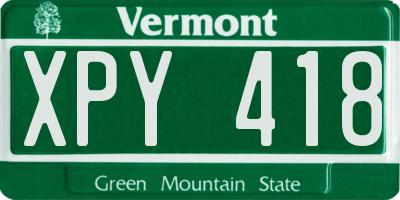 VT license plate XPY418
