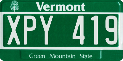 VT license plate XPY419