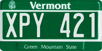 VT license plate XPY421