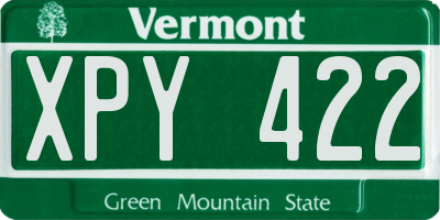VT license plate XPY422