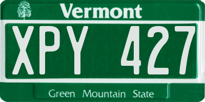 VT license plate XPY427