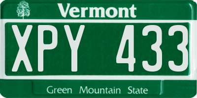 VT license plate XPY433