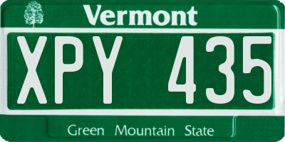 VT license plate XPY435