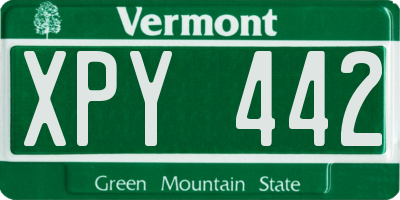 VT license plate XPY442