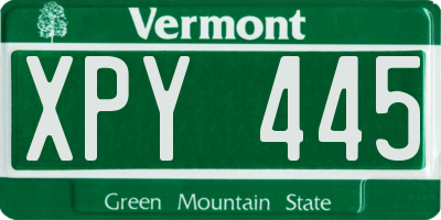 VT license plate XPY445