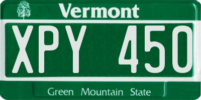 VT license plate XPY450