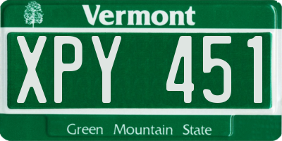 VT license plate XPY451