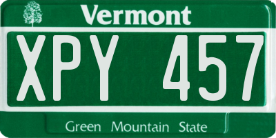 VT license plate XPY457