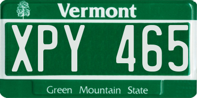 VT license plate XPY465