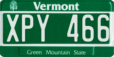 VT license plate XPY466