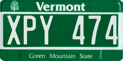 VT license plate XPY474