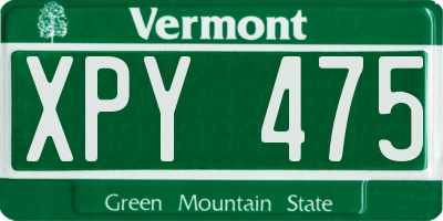 VT license plate XPY475