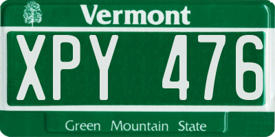 VT license plate XPY476