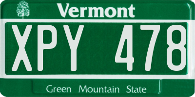 VT license plate XPY478